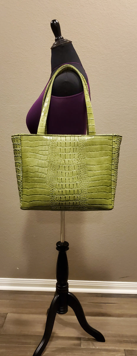 Green Crocodile Faux Leather Shoulder Bag – Sew Chic Handbags