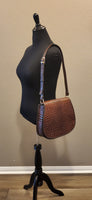 Sophia Saddle Handbag in Leather - Brown/Reptile Embossed Print